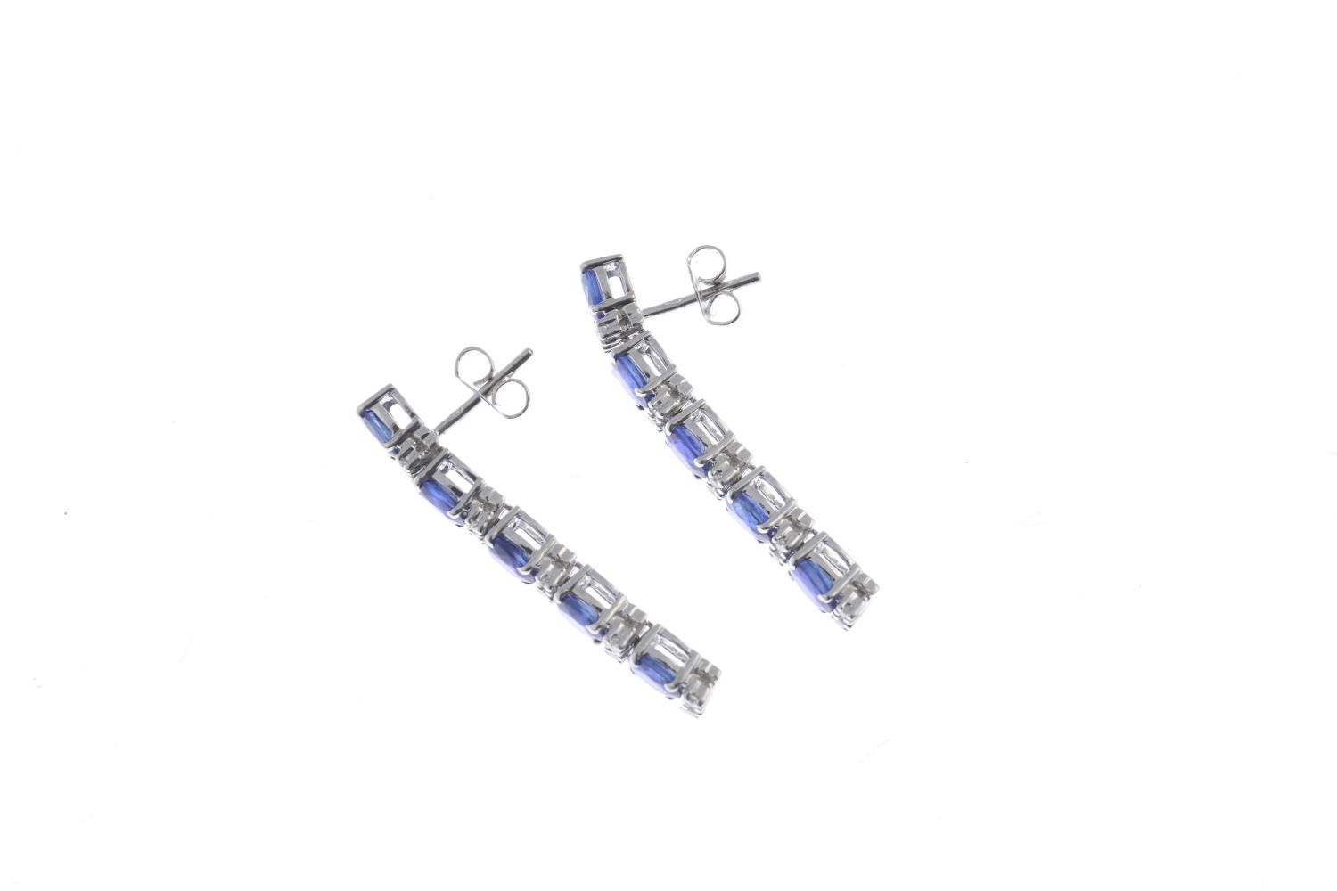 A pair of sapphire and diamond earrings. - Image 2 of 2