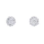 A pair of diamond cluster earrings.