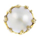 A mid 20th century 14ct gold mabe pearl ring.