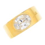 A 14ct gold cubic zirconia band ring.