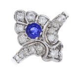A 9ct gold sapphire and diamond dress ring.
