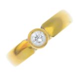 An early 20th century 22ct gold diamond single-stone ring.