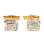 A pair of 14ct gold cubic zircon cufflinks.