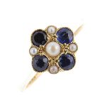 A sapphire and split pearl dress ring.