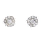 A pair of diamond cluster earrings.