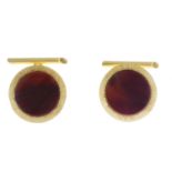 A pair of band agate cufflinks.