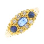 An early 20th century 18ct gold sapphire and diamond dress ring.