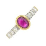 A 9ct gold ruby and diamond dress ring.