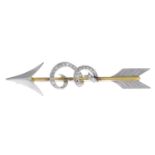 A mid 20th century diamond arrow brooch.