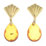A pair of amber earrings.