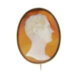 An early Victorian gold shell cameo brooch.