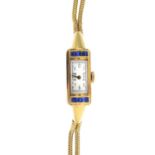 A lady's mid 20th century 18ct gold sapphire cocktail watch.