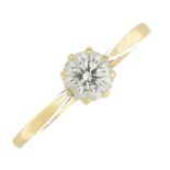 An 18ct gold diamond single-stone ring.