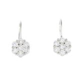 A pair of 18ct gold diamond cluster earrings.