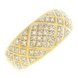 A 9ct gold diamond band ring.