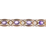 An early 20th century gold amethyst bracelet.