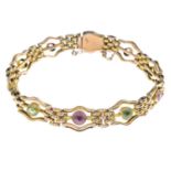 An amethyst and peridot gate bracelet.