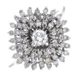 A mid 20th century diamond floral cluster ring.