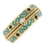 WELLENDORFF - an enamel and diamond band ring.