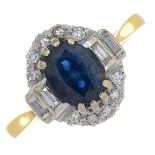 An 18ct gold sapphire and diamond cluster ring.