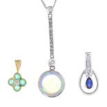 A selection of eight diamond and gem-set pendants.