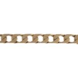 (64031) A 9ct gold flat curb-link chain bracelet.