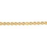 A bracelet. Designed as a brick-link chain, with push-piece clasp.