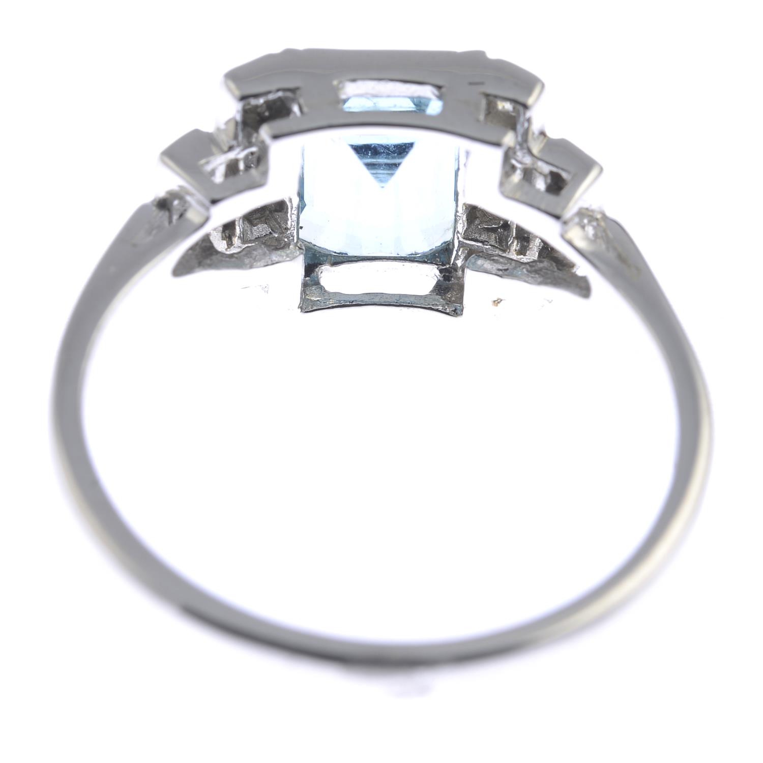 An aquamarine and diamond dress ring. - Image 3 of 3