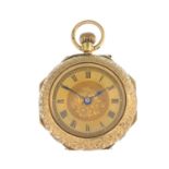 An early 20th century 15ct gold fob watch.