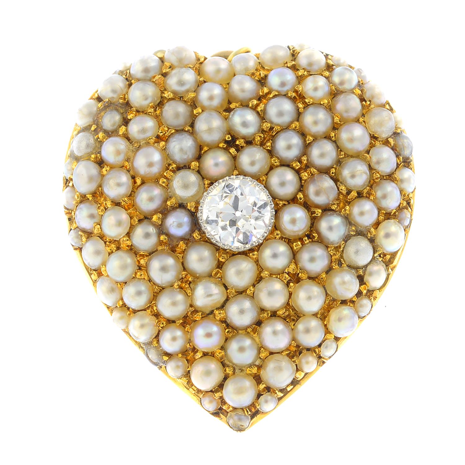 A late 19th century split pearl and diamond locket.