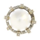 A mabe pearl and diamond dress ring.