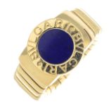 BULGARI - an 18ct gold lapis lazuli 'Bulgari Bulgari Tubogas' ring.