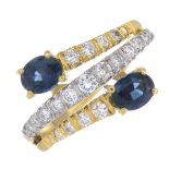 An 18ct gold sapphire and diamond ring.