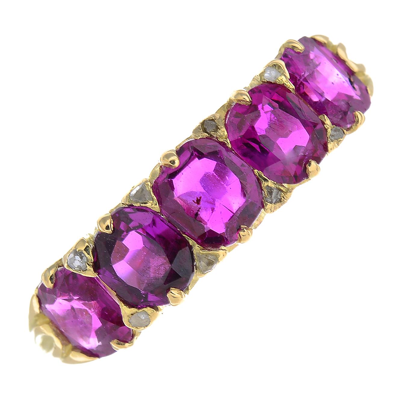 An 18ct gold Burmese ruby and diamond ring.