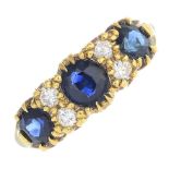 An 18ct gold sapphire and diamond dress ring.