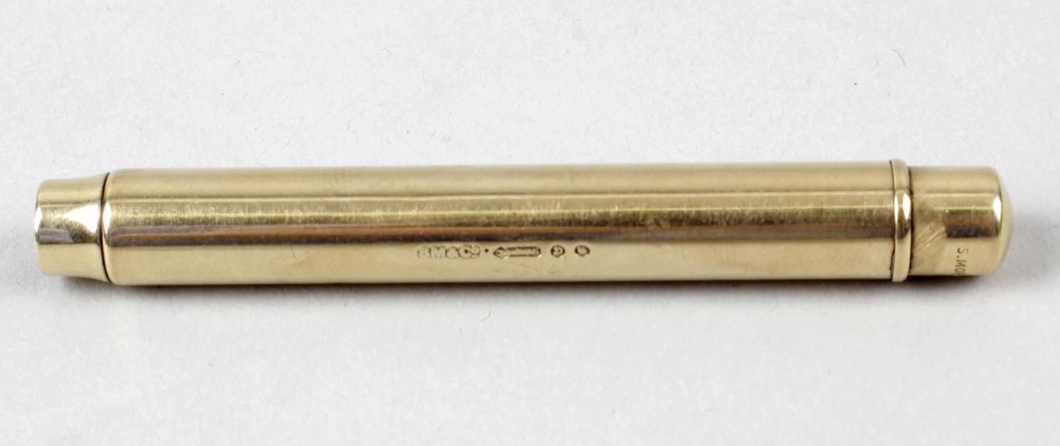 A 9ct gold Sampson Mordan & Co propelling pencil,