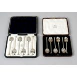 A cased set of six 1920's silver teaspoons,