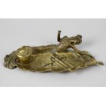A late 19th century French gilt bronze inkstand,