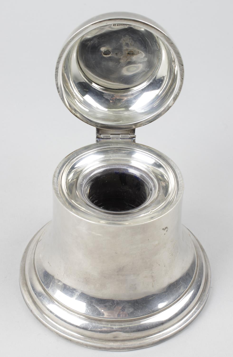 A silver mounted bell shape inkwell, - Image 2 of 3