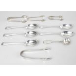 A set of five late Victorian silver teaspoons with monogrammed terminal,