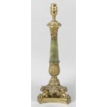 An ormolu and onyx table lamp,