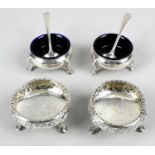 A pair of George II silver open salts,