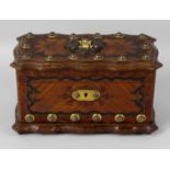 A 19th century French kingswood coromandel and burrwood veneered tea caddy,