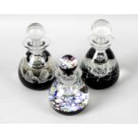 Four Caithness glass paperweight inkwells,