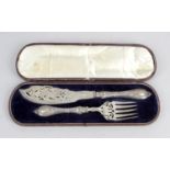 A cased pair of Victorian silver fish servers,