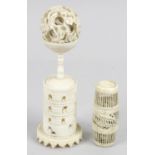 A late 19th century carved ivory puzzle ball,