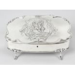 An Edwardian silver mounted jewellery casket,