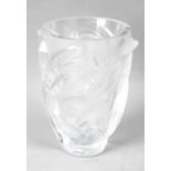 A Lalique frosted glass Martinets flying swallows vase,