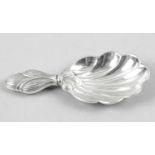 A Gianmario Buccellati Italian silver caddy spoon, with scallop shell bowl and foliate handle.