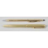 A Parker rollerball pen in 18ct gold engine turned decorated case, with engraved name panel F.